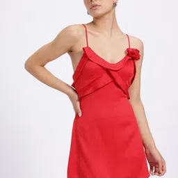 glitchez Women A-line Red Mini/Short Dress image 3