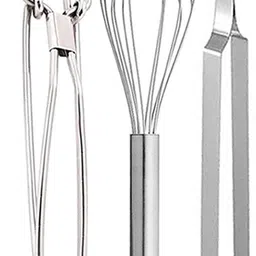 dreambasket Stainless Steel Pakkad / Utility Tong & Egg Whisk & Roti Chimta Kitchen Tool Set-picture-37