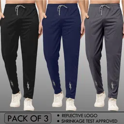 foxter Pack of 3 Men Printed Black, Blue, Grey Track Pants-picture-35