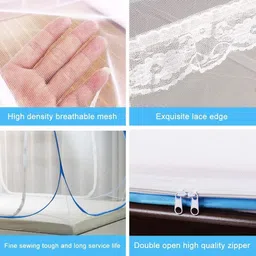 arban natural Polyester Adults Washable Polyester Adults Mosquito Net, Foldable – For King Size Bed, Double Bed, Queen Size Bed with Free Saviours (Suitable for 6ft x 6ft to 6.9ft x 6.9ft) Mosquito Net image 4