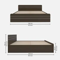 neudot Valancia Queen Size Bed in Wenge finish with Box Storage image 2