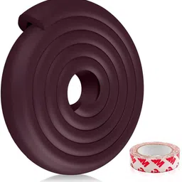 dhvsam Baby Proofing Edge Corner Protector, Soft Rubber Foam Table Bumper Guard, 3M Taped Corners, 6 ft Edge Brown (Pack of 1) image 2
