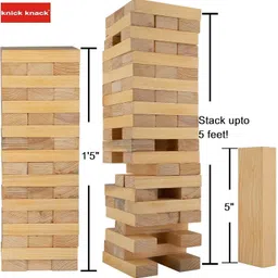 knick knack Stack'em Up Giant Tumble Tower 54 Big Wooden Blocks for Adult and Kids image 3