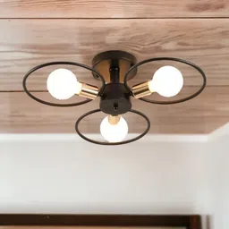 AREEZO HL FAN STYLE 3 ROUND FOR LIVING ROOM BLACK COLOR WITH BULB (PACK OF 1) Chandelier Ceiling Lamp-picture-16