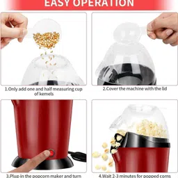 nhouse Electric Popcorn Maker for Home | Fast & Automatic Popcorn Machine for Oil-Free 1 L Popcorn Maker image 3