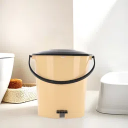homestic 7 Liters Plastic Pedal Dustbin for Home | Ultra- Cream & Black Plastic Dustbin-picture-23