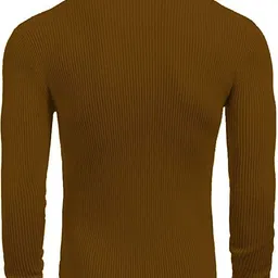 jaqque Men Solid High Neck White, Brown Sweater image 3