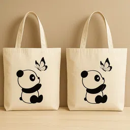 kyraa White Women Tote Cotton Tote Bag for Women | Strong Canvas Shopping Bag with Handles Pack of 2-picture-34