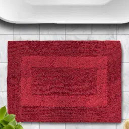 Maroon Solid Cotton 24x16 Inches Super Soft Bath Mat By Luxe Home International-image-81