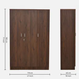 royaloak Mystique 3 Door Wardrobe in Brown Colour image 2