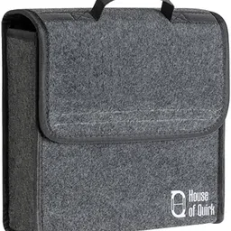 house of quirk Small Portable Foldable Car Trunk Organizer Felt Cloth Storage Box Trunk Organizer image 1