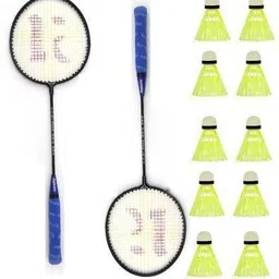 miniblitz Badminton kit Set Of 2 Piece Racquet with 10 Piece Plastic ShuttleCock Badminton Kit-picture-10