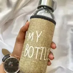 gosk enterprise Glass Water Bottle With Jute Cover 300 Ml Bottle 300 ml Bottle-picture-28