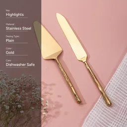 nestroots Artisan Elegance: Set of 2 Cake Servers with Hammered Handles image 3