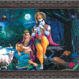 indianara Radha Krishna Framed Art Print for Room Decor Digital Reprint 10 inch x 13 inch Painting-picture-23