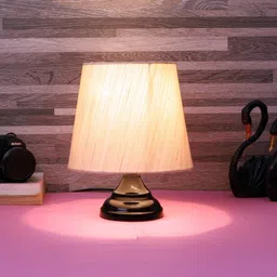 foziq Beige Fabric Shade with Black Metal Base Table Lamp image 1
