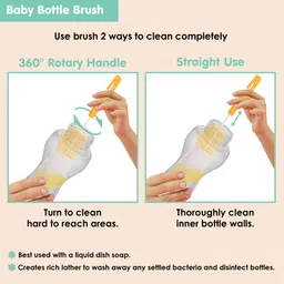 baby moo Twist And Turn Pink And Orange 2 Bottle And 2 Nipple Cleaning Brush Set of 4 image 3