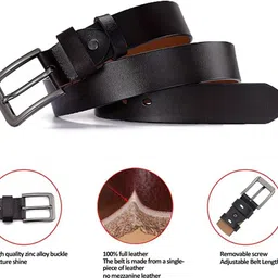 metronaut Men Casual, Evening, Formal, Party Brown Genuine Leather Belt image 3