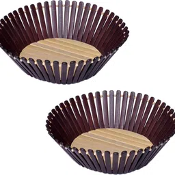desi karigar Fruit And Flower Basket Without Handle, Pack Of 2 Wood Fruit & Vegetable Basket-picture-35