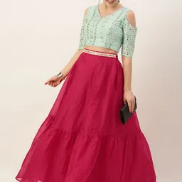 Ethnovog BlueRed Embellished Made to Measure LehengaBlouse-image-88