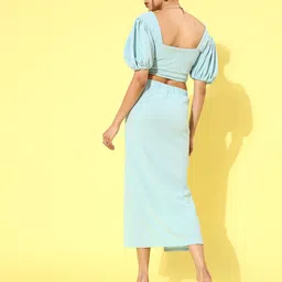 Athena Women Alluring Turquoise Blue Solid Co-ord Set image 3