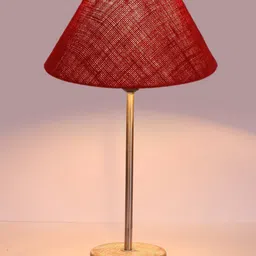 Devansh Maroon Frustum Wooden Table Lamp image 2