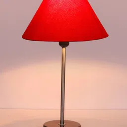 Devansh Red Wooden & Cotton Frustum Table Lamps image 5