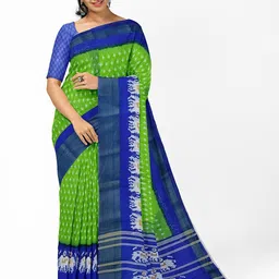 KALINI Green Kalamkari Silk Blend Bhagalpuri Saree-picture-16