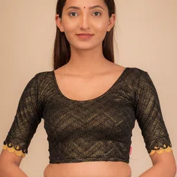 Bindigasm's Advi Embellished Jacquard Stretchable Saree Blouse image 2