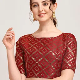 Oomph! Geometric Woven Design Saree Blouse image 1