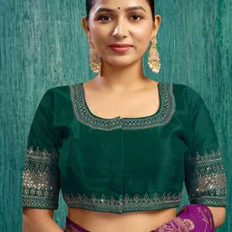 KALINI Embroidered Sequinned PaddedFully Stitched Saree Blouse-image-42