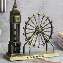 EXIM DECOR Metallic-Coloured London Eye & Big Ben with Metal Base Showpiece-image-2