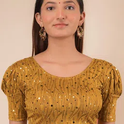 Bindigasm's Advi Embellished Jacquard Stretchable Saree Blouse image 1