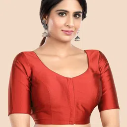 neckbook Maroon Solid Saree Blouse image 2