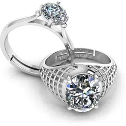 miss highness Couple Beautiful Diamond Adjustable Combo Rings – Luxury Gift for Women & Men, Sterling Silver Cubic Zirconia Rhodium Plated Ring Set-picture-22