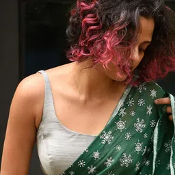 Suta Silver-Toned Solid Saree Blouse image 3