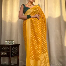 S.K.C Ethnic Motifs Banarasi Zari Saree image 3