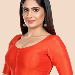 neckbook Rust Brown Solid Readymade Saree Blouse image 3