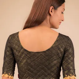 Bindigasm's Advi Embellished Jacquard Stretchable Saree Blouse image 4