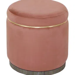 Shadowkart Mauve & Beige Round Wooden Ottomans image 3