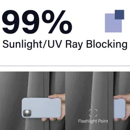 dream care Grey Solid Polyster 5 Ft Blackout Eyelet Window Curtain (2 Pc) image 4