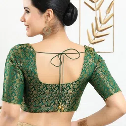 SALWAR STUDIO Floral Woven Design Saree Blouse image 4