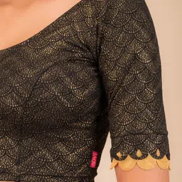 Bindigasm's Advi Embellished Jacquard Stretchable Saree Blouse image 5