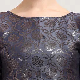 Oomph! Woven Design Boat Neck Short Sleeve Art Silk Saree Blouse image 4