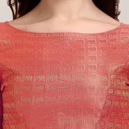 Oomph! Woven Design Boat Neck Zari Saree Blouse image 4
