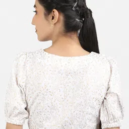 Llajja Printed Pure Cotton Non Padded Saree Blouse image 4