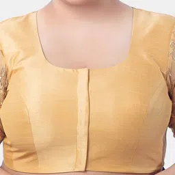 Biyu Plus Size Embroidered Silk Readymade Saree Blouse image 5