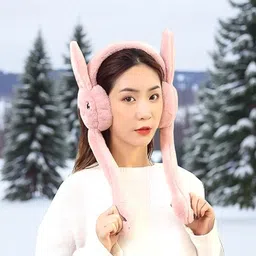 inaham Rabbit Design Soft Foldable Ear Moving Winter Earmuff for Girls & Kids Ear Muff image 1