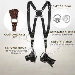 urbncove Adjustable Dual Camera Harness | Leather Cross-Body Strap Strap image 4