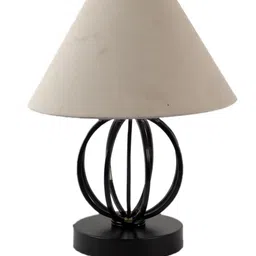 Devansh Grey Cotton Table lamp with Iron Base image 4